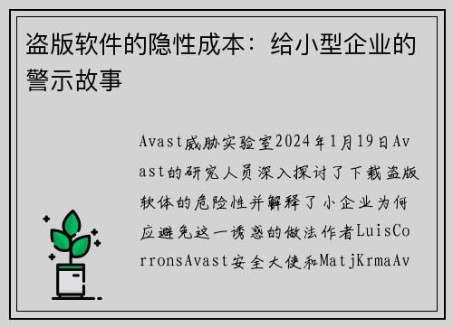 盗版软件的隐性成本：给小型企业的警示故事