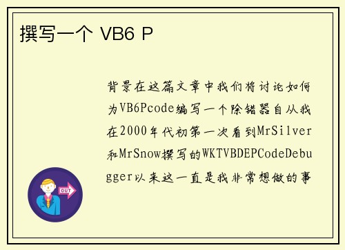 撰写一个 VB6 P
